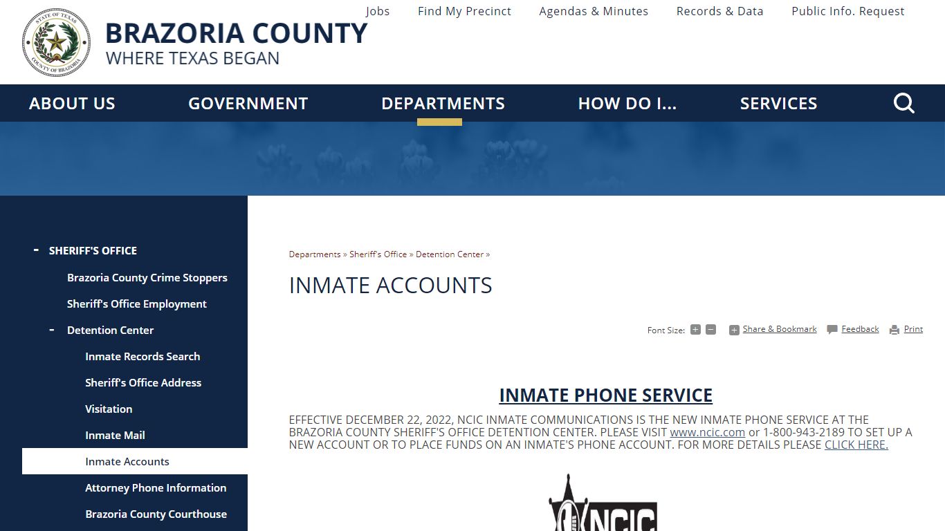 Inmate Accounts | Brazoria County, TX